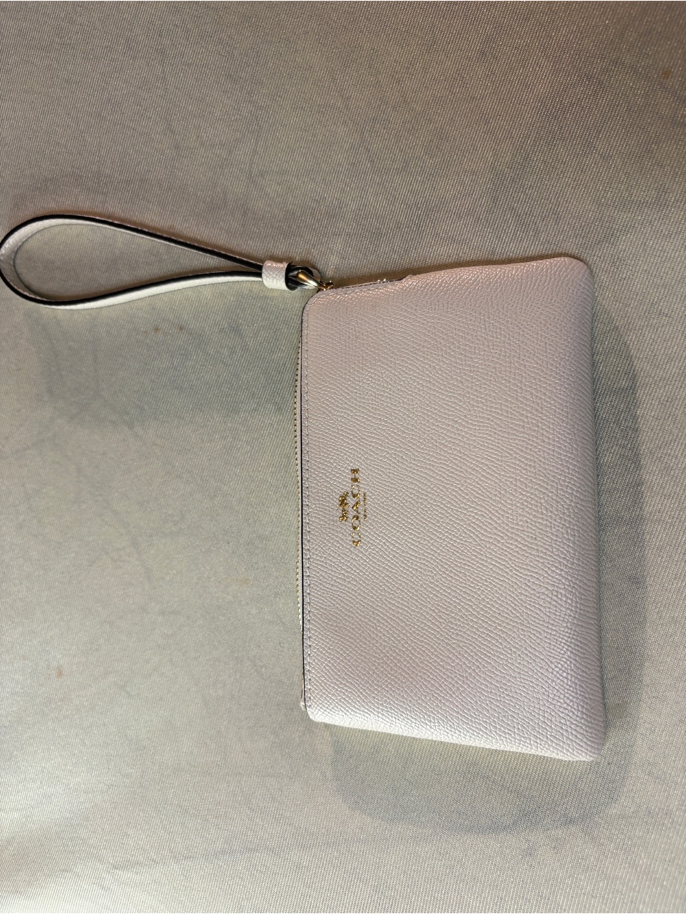 Coach Cream Leather Wristlet with Gold Logo